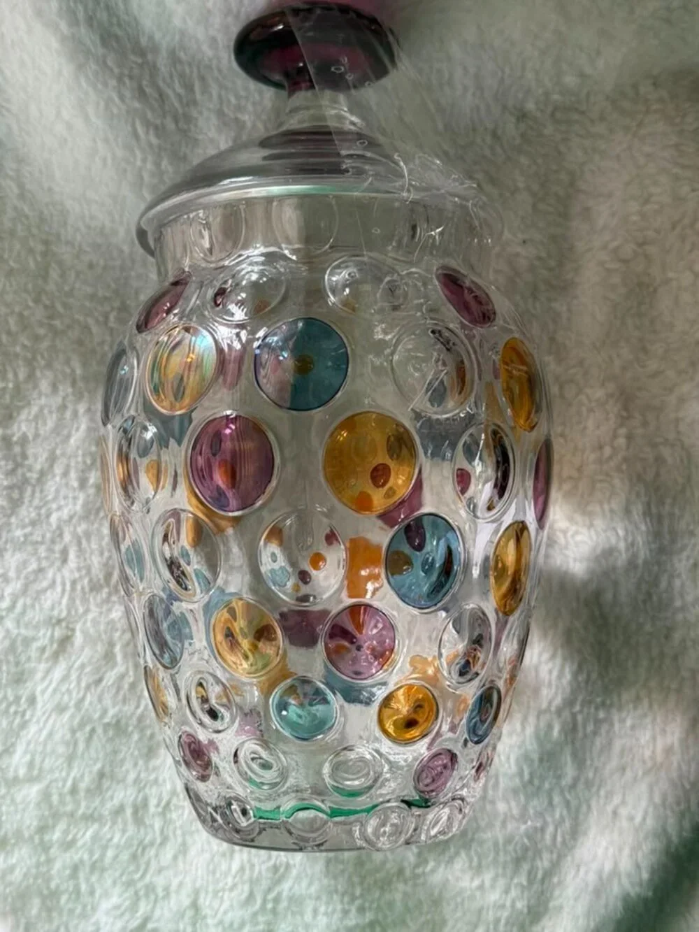 1963 Borske Sklo Nemo Coin Dot Lidded Crystal Jar Max Kannegiesser 10
